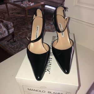 Manolo Blahnik Black pumps with ankle strap